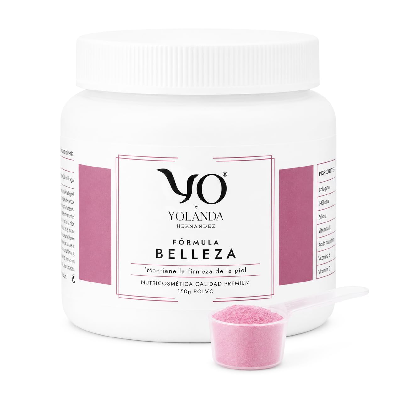 YO Fórmula Belleza | Colágeno Hidrolizado con Ácido Hialurónico Silicio L-Glicina | Vitaminas C, D, E para Piel, Cabello, Uñas | Envase 150g