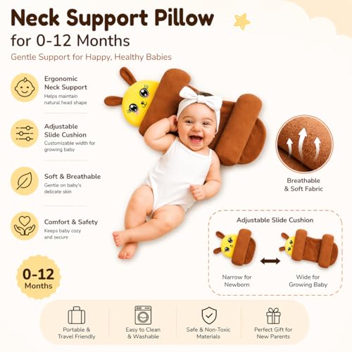Image of Baby Pillow Combo Set for Newborns & Infants | Toddler Pillow Head Support Cushions with Plush Side Rollers for 0-12 Months