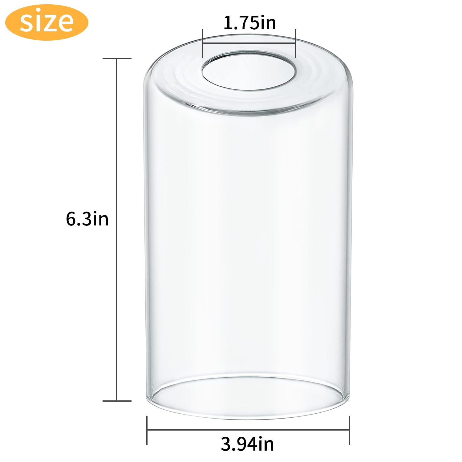 Reemplazo de pantalla de vidrio transparente, pantalla de vidrio cilíndrica, elegante pantalla de vidrio transparente para accesorios de luz, apliques de pared, luz de baño, lámpara de araña, luz 2