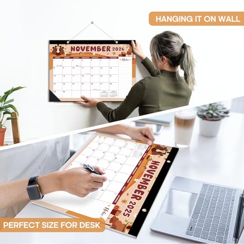 Image of Desk Calendar 2026-2027, 21-Month Calendar Runs Unitl June 2027, Large 17 inch x 12 inch Monthly Desktop & Wall Calendar for Home & Office - Watercolor Festival