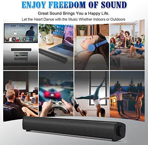 OWAIZU PC Speakers USB Wired Stereo Soundbar Built-in Microphone Input & Headphone Output Ports Mini Sound Bar for Computer Desktop Laptop Notebook Smartphone Monitor Small TV