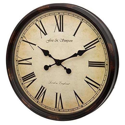 Grand Central Station Extra Large 50cm / 20-Inch Wall Clock in Cream (Black)