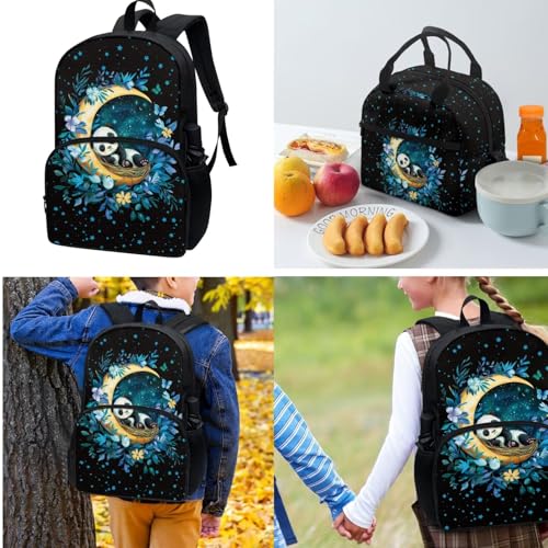 Panda Backpack for Girls Boys Bookbag with Lunch Box Pencil Case Water Bottle Holder Large Capacity Kids School Bag Set of 4 Pcs Back to School Supplies2
