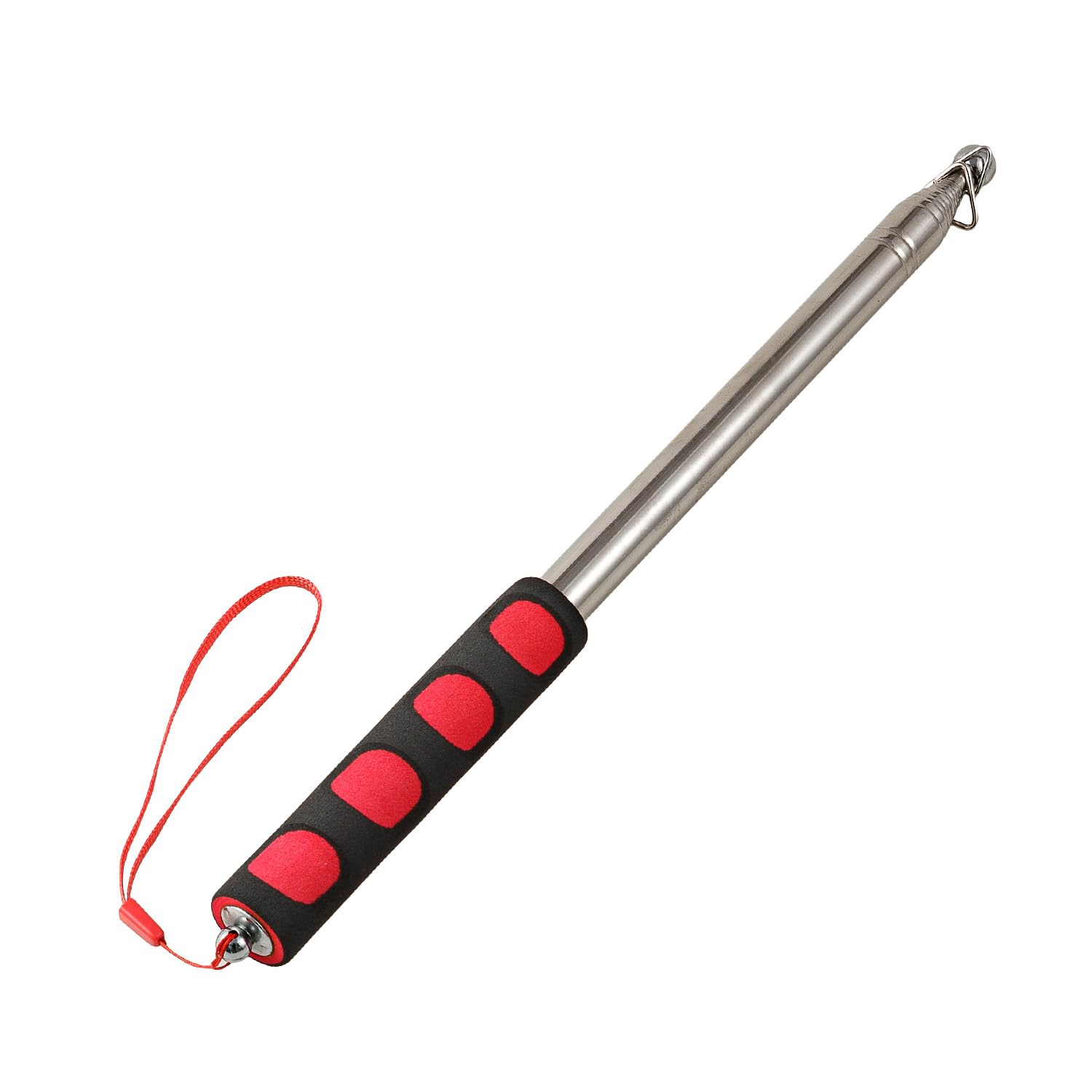 Qiuboluny Telescopic Handheld Flagpoles with Clips Portable Flag Pole Lightweight Extendable Tour Guide Stainless Steel Banner Flag Pole Pointer for Teachers with Anti-Slip Grip (1.6 red)