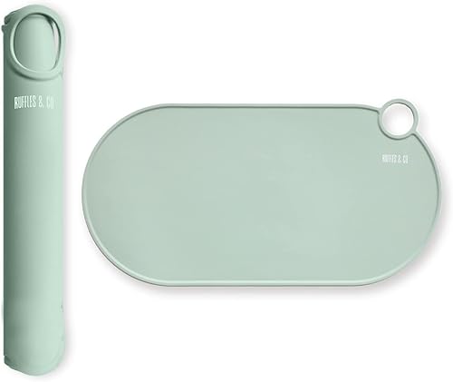 Miniatura 1 de ruffles & co. Tapete de silicona para cuenco de perro y gato, antideslizante, impermeable, lavable, fácil de limpiar, apto para viajes, tapete para