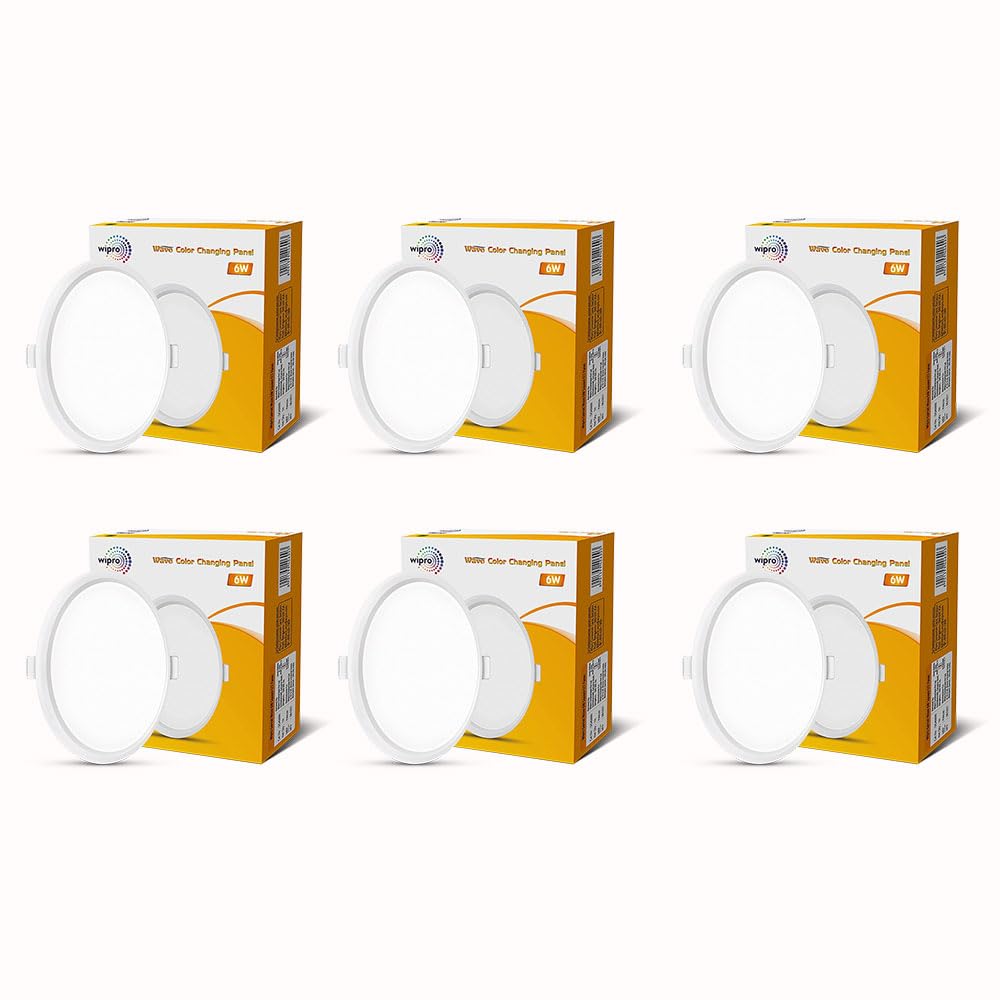wipro Garnet 6W Wave Cct Round Panel|Colour Changing Panel|Warm White,Neutral White,Cool White|Slim Border&Sleek Design|Recessed Downlighter for False Ceiling|Cutout 100Mm|Pack of 4-image-29