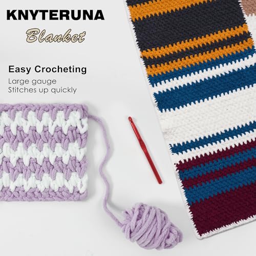Image of #6 Super Bulky Blanket Yarn for Crocheting - 4 Skeins(Each 10.5oz /300g, 220yds /201m), Chunky Chenille Thick Plush Big Soft Yarn for Crocheting Knitting Blankets, Lavender Fog