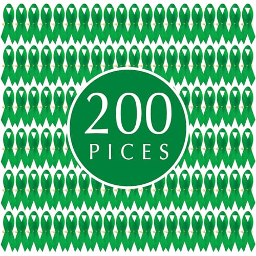 Image of Curvier 200PCS Green Satin Ribbons for Mental Health Awareness Ribbon Lapel Pins
