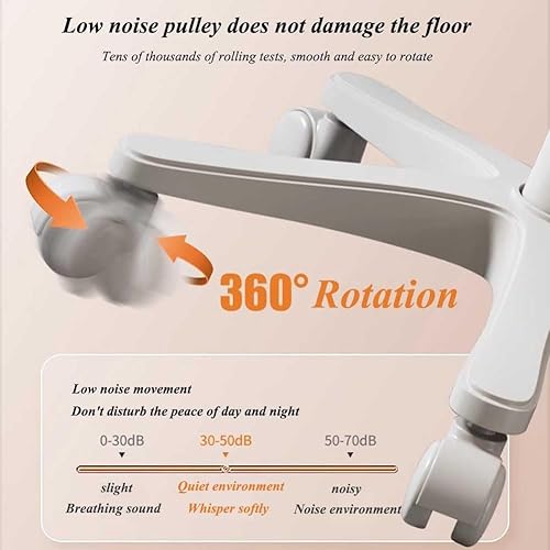 Miniatura 3 de Taburete hidráulico con respaldo ajustable y cómoda silla giratoria para spa, tienda, salón, masaje, médico, trabajo u oficina (color rosa claro,