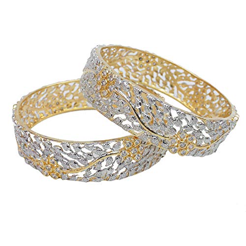 Image of Lucky Jewellery Bridal Bangle Set Dhanteras /Diwali /Bhai Dooj Collection Red Designer AD & Golden Stone Dulhan Chuda Fashion Wedding Chura Punjabi Choora For Women (2673-G1C1-1002-R)