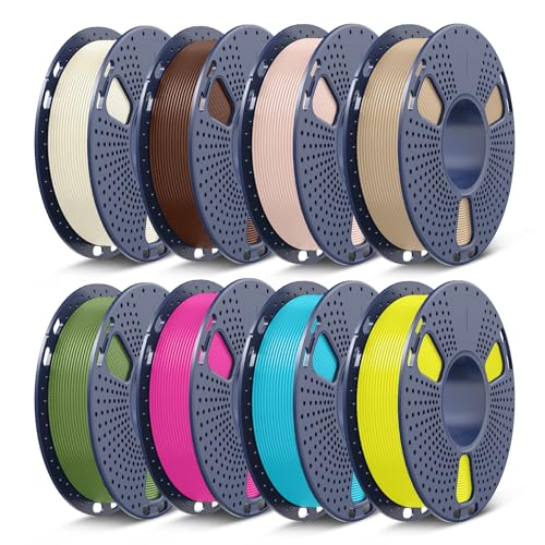 SUNLU PLA Plus Filament Bundle Mini Spool PLA+ Filament 1.75mm 0.25kg Each Spool Total 2kg 8 Packs Individually Packed Bone White+Beige+Oak+Coffee Brown+Olive Green+Magenta+Cyan+Yellow