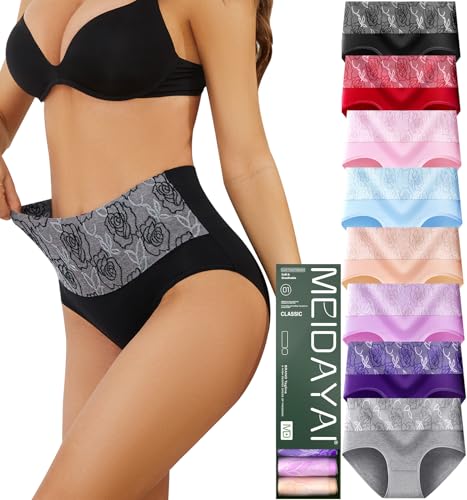 Image of Womens Underwear Cotton Tummy Control High Waisted Underwear Soft Breathable Full Coverage Panties Multipack
