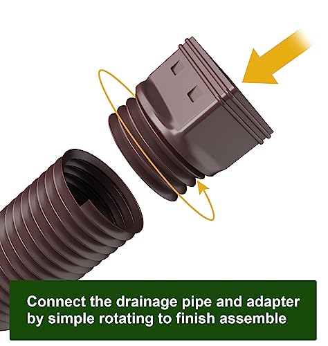 Ogutter Rain Gutter Downspout Extensions, Downspout Extender for Rainwater Drainage Flexible, Down Spout Drain Extension Pipe and Extendable from 21 to 66 Inches (Brown)