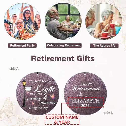 Image of ASTARIN Happy Retirement Gifts Wind Chimes, Personalized 30 inch Wind Chime for Teacher Coworkers Boss, Personalized Retire Gifts Deep Tone Windchime