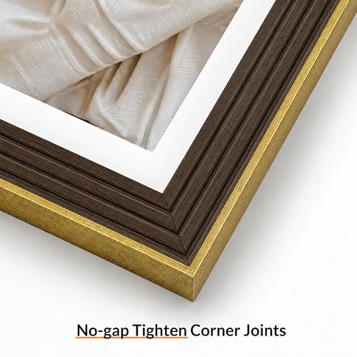 Image of Art Street Rustic Brown & Gold Gallery Wall Photo Frame Set | Modern Memory Timeline Wall Decor for Living Room, Bedroom & Family Photo Collage Display