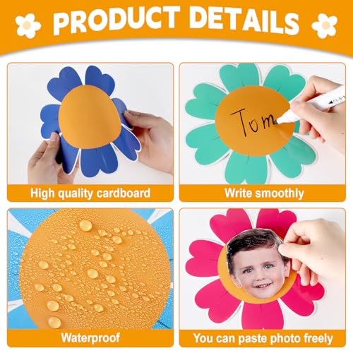 Image of gisgfim 80Pcs Colorful Flower Cutouts Back to School Decorations Bulletin Board Floral Paper Cut-Outs Classroom Decor for Spring Boy Girl DIY Craft Photo Wall Kindergarten Preschool Party Favor Supply