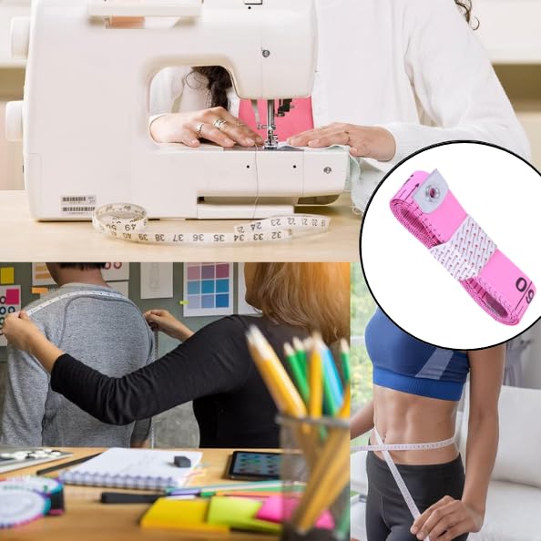 Bureaucrat Body Measuring Tape for Tailoring & Fitness | 150 cm / 60 Inch Dual Scale (cm & inch) | Flexible Fiberglass Cloth Measuring Tape for Sewing, Gym & Home Use (Pink,Pack of 5) 3