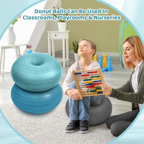 Image of Lewtemi 1 /2 /3 Pcs Flexible Seating for Classroom Elementary 20 Inch Yoga Ball Chair for Kids Wobble Chair for Sensory Kids Large Donut Ball Seats with Inflator for School Office