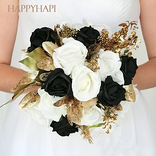 Happyhapi 50Pcs Artificial Flowers Roses Bulk Black Foam Fake Roses With Stems For Wedding, Bridal Shower Decorations Fake Flowers Centerpieces Tables Decorations #TOP4
