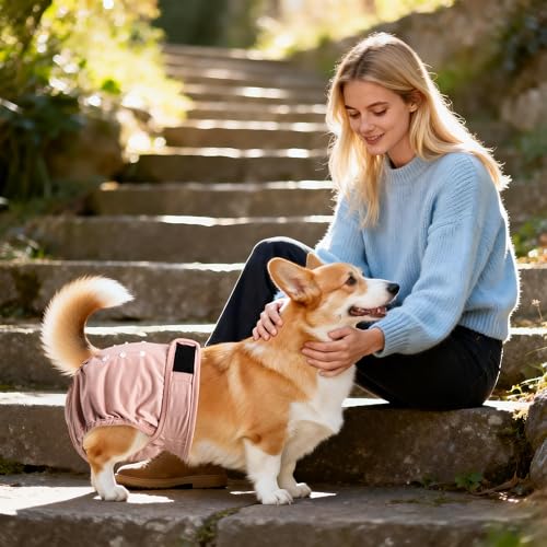 Image of Washable Reusable Female Dog Diapers(5 Pack) Small Medium Large Doggie Puppy & Doggy Dog Diaper, Period Panties in Heat XX-Large Pink Purple Brown Green Blue
