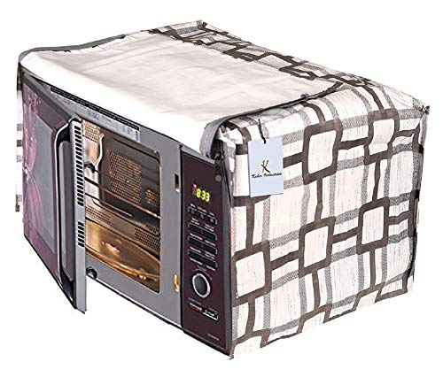 Kuber Industries Checkered Design PVC Microwave Oven Full Closure Cover for 23 Litre (Grey) CTKTC33272