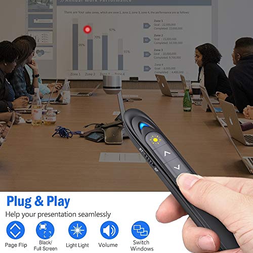 DinoFire for Bluetooth Powerpoint Presentation Clicker RF 2.4GHz PPT Wireless Presenter Presentation Remote Powerpoint Clicker Remote for Mac/Windows/Keynote/Computer (Not for iPad)