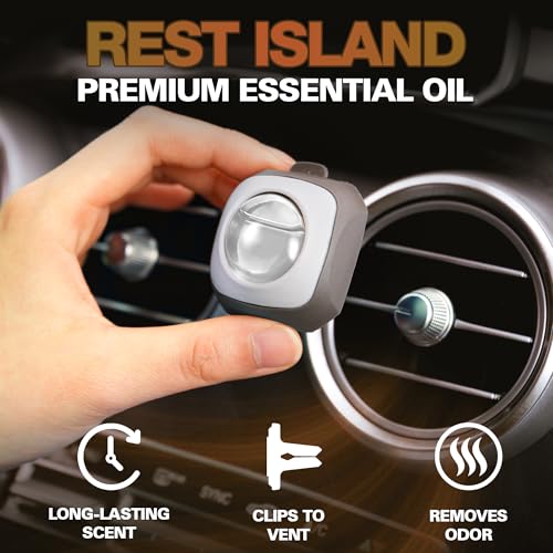 Image of Air Jungles Rest Island Scent Car Air Freshener Vent Clip 6 Ct | Long Lasting Up to 180 days, Natural Essential Oil, Car Fragrance Accessories for Women and Men, Odor Eliminator, 4 mL Each