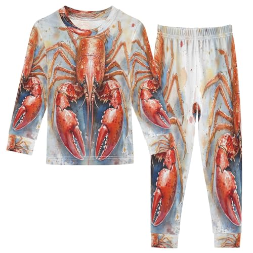 Pajama Sets Long Sleeve Red Blue Crawfish Soft Comfy Sleepwear 2 Piece PJS 3-8T