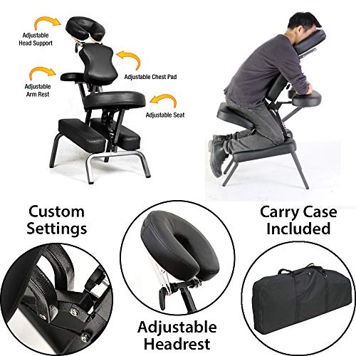 Ataraxia Deluxe Portable Folding Massage Chair W/Carry Case & Strap (Charcoal Black) #TOP2