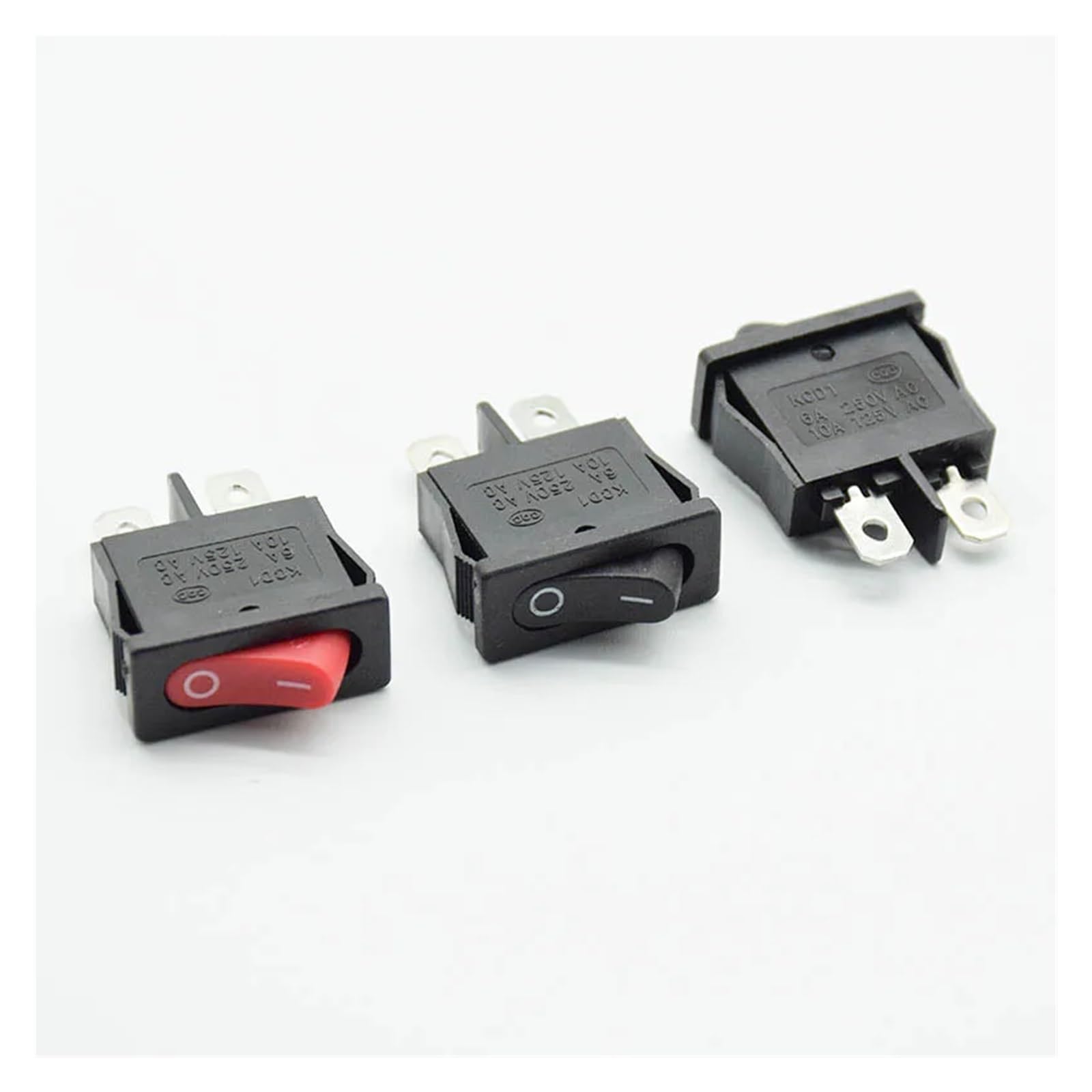 10PCS 10 * 22mm Black Red Rocker Switch Small Instrument Power Switch 6A 250V 10A 125VAC 10x22mm(Black 10pcs)