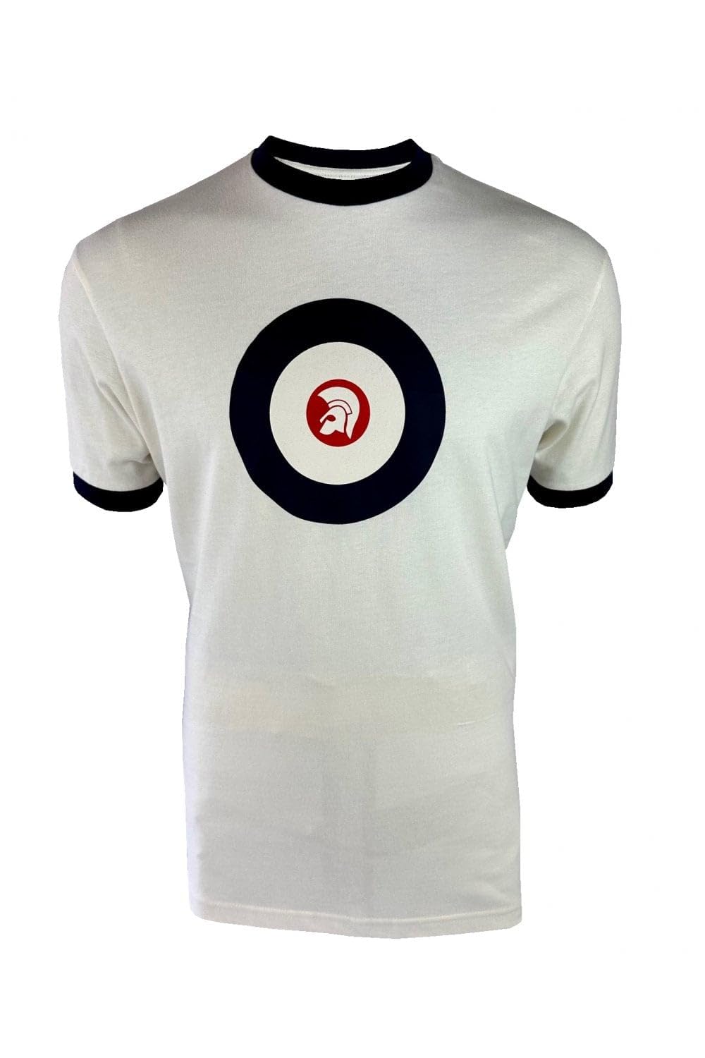 Trojan Men's Ecru Target Logo Ringer Short-Sleeved T-Shirt - Tr/9090