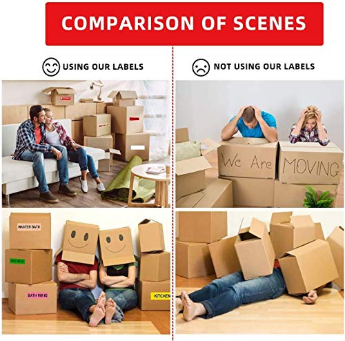 Labelebal 960 Count Moving Labels 14 Different Living Spaces with Fragile Stickers and Blank White Label Home Moving Color Coding Labels Moving Sticker for Storaging Packing Moving (16Rolls, 60/Roll) by Labelebal - Used condition - Image 7