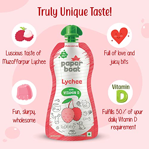 Image of Paper Boat Lychee, Litchi Fruit Juice, No Added Presrvatives and Colours (Pack of 6, 200ml each)