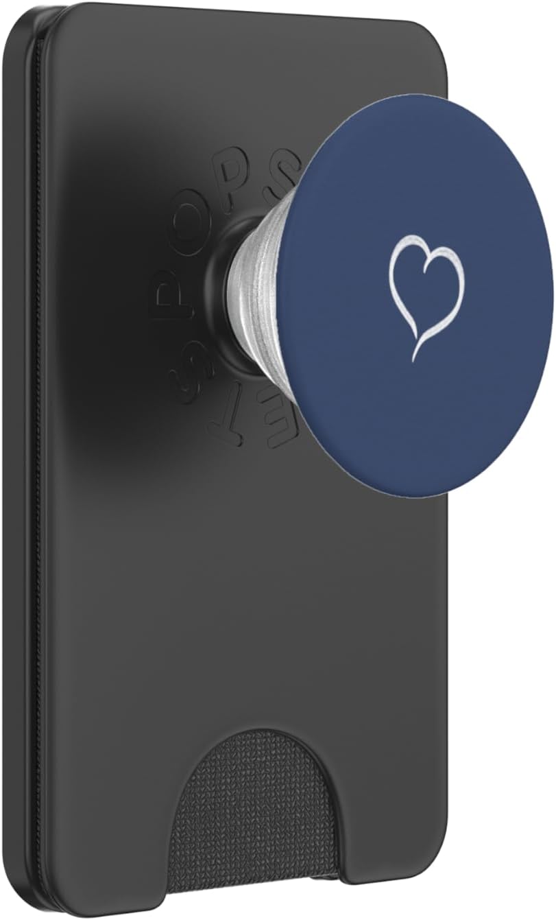 Navy/Pastell Blue Hand Drawn Heart Minimalist Love PopSockets PopWallet for MagSafe
