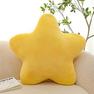 Herfair Cojín de peluche para niños, suave, mullido, en forma de estrella, cojín decorativo, para habitación de los niños, dormitorio, decoración (amarillo, 60 cm)