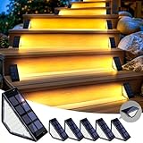 SOLPEX Solar Step Lights for Outside, 24 LEDs Solar Stair Lights Outdoor Waterproof Decor for Porch, Front Door, Stair, Step, Deck, Fence, Balcony, Patio, Wall, Yard, Garden(6 Pack, Warm White)