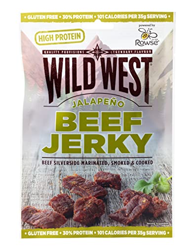 Wild West Beef Jerky 60G Jalapeno, Carne Secca Proteica, Snack Proteico Beef Jerky, Carne Essiccata Di Manzo