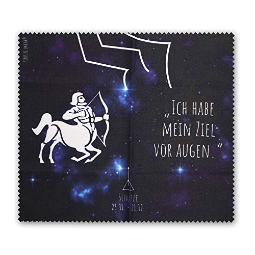 Brillenputztuch Sternzeichen SCHÜTZE (23.11.-21.12.)- Mikrofasertuch zur Reinigung von Brille, Smartphone, Tablet, Display, Kamera