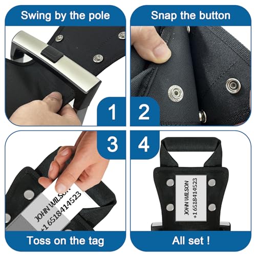 Image of 6.5in Universal Handle Extender for Luggage & Appliances - 6.5 inch Tall-Friendly Extension with ID Card Slot, Heavy-Duty Oxford Nylon for Suitcases, Overnight Bags, Oxygen Concentrators