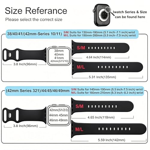 Image of Sport Bands Compatible with Apple Watch Band Women Men 40mm 38mm 41mm 42mm 44mm 45mm 46mm 49mm ,Soft Wristband Waterproof Replacement Strap for iWatch Bands Series 11 10 9 8 7 6 5 4 3 2 1 SE Ultra Black
