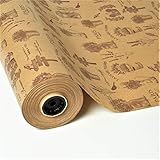 Peso bobina: 5 KG PAKOT Rollo Papel de Regalo Kraft - Bobina Grande 70CM x 100M - Diseño Flores de Lavanda - Ideal Cumpleaños, bodas, negocios