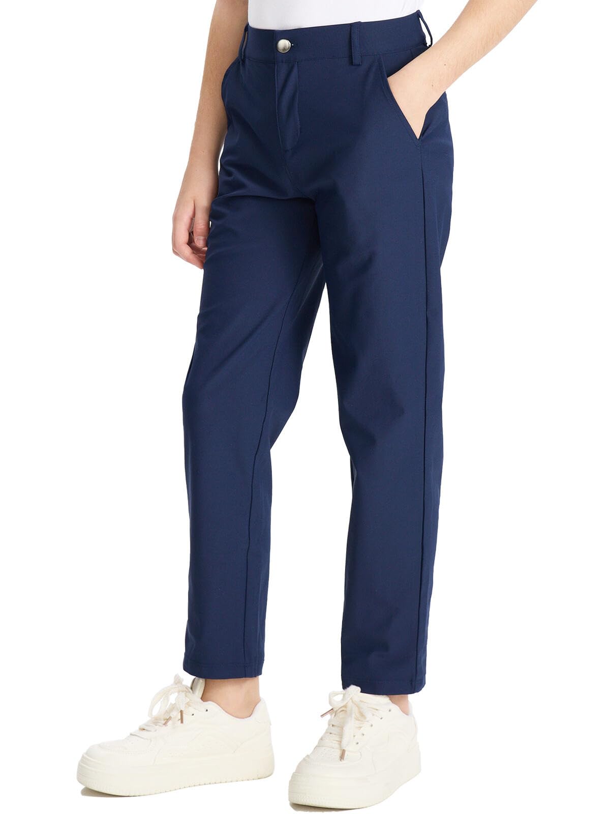 DEVOROPA Youth Boy's Golf Pants Quick Dry Athletic Chino Flat Front Pants Kids School Uniform Clothes