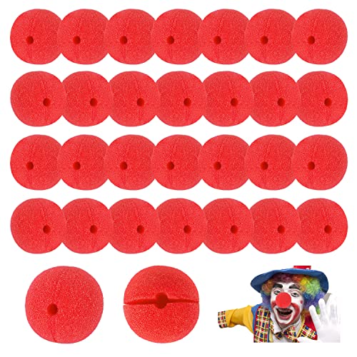 SSKHE 30 unidades de 5 cm de payaso, nariz roja, esponja, payaso, vestido de payaso, suministros...