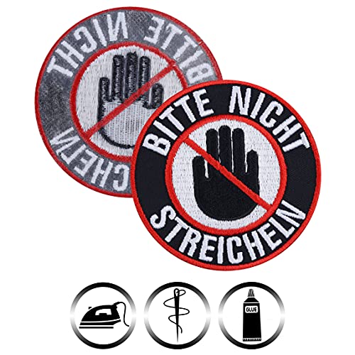 Begleithund Aufnäher 'Bitte NICHT streicheln' Hundesport Aufbügler Dog Patch Abzeichen für Haustier Bügelbild Agility Applikation für Leine/Brustgeschirr/Jacke/Halstuch | 75x75mm