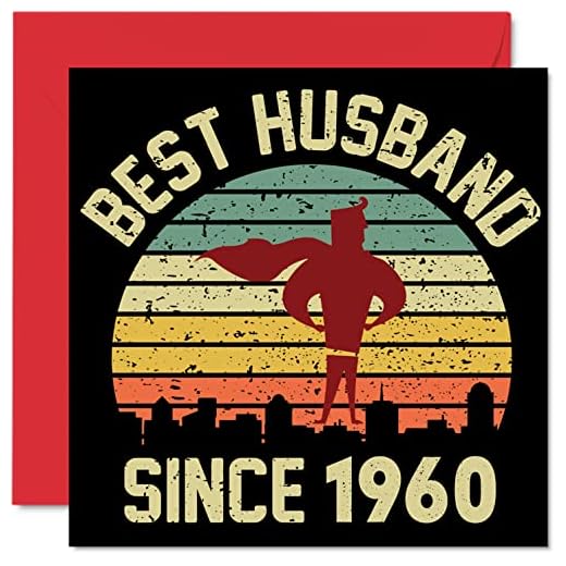 Tarjeta de 62º aniversario para marido de esposa – Mejor marido desde 1960 – I Love You Gifts Happy 62º aniversario de boda para pareja, tarjetas de felicitación de 145 mmx145 mm para 62º aniversarios