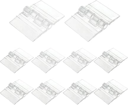 Quluxe 10 Pcs Plastic Clear Acrylic Hinges, Tranparent Mini Hardware for Box Handicrafts 2535mm/1x1.37inch