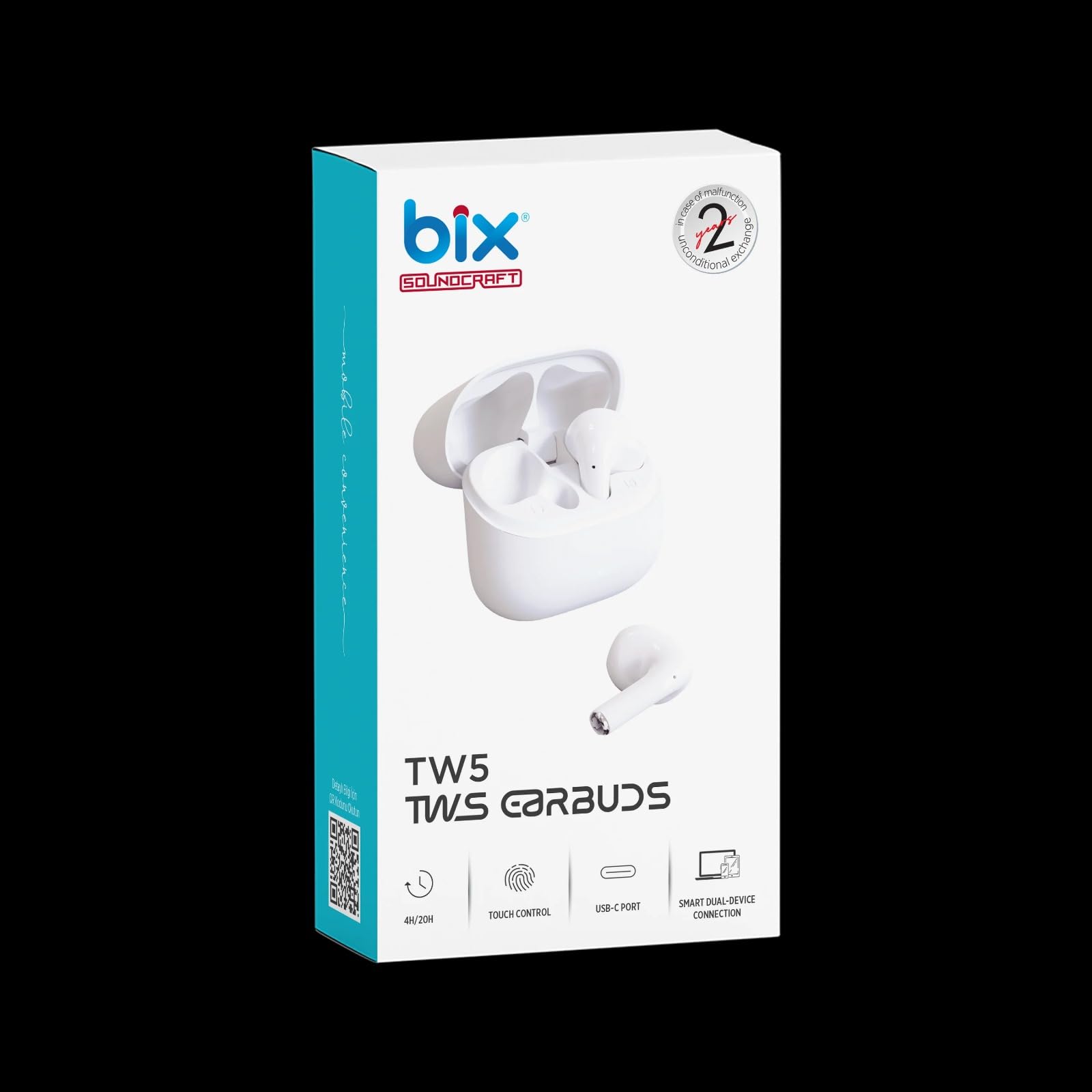 Aksesuarcı BİX TW5 Soundcraft Bluetooth 5.3 Çift Mikrofonlu TWS