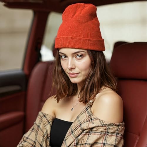 LAKIBOLE 3Pack Beanie Hats for Men Spring Summer Autumn Winter Slouchy Beanies for Women Teenage (OrangeRed/Black/White) - image 7