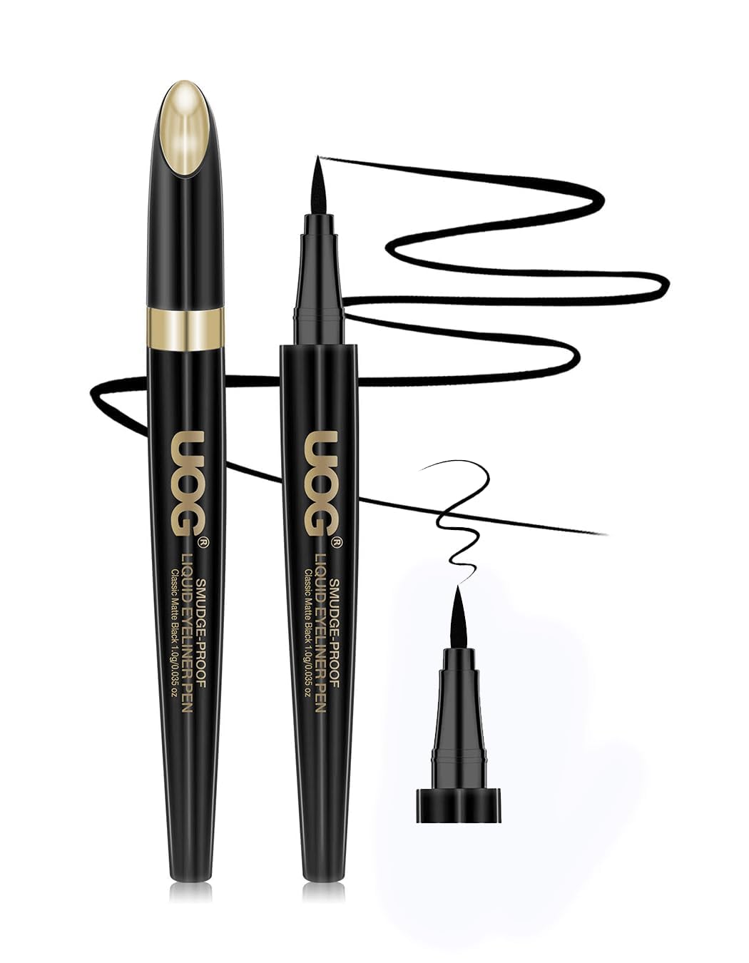 UOG (United One) Liquid Eyeliner – Waterproof, Smudge-Proof, Quick-Dry Formula with Precise Slender Brush Tip, Allergy-Free & Long-Lasting Up to 72 Hours. 1.0mL/0.035 Fl oz