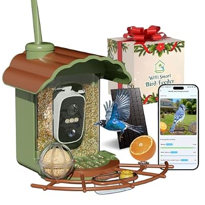 Centvicam Smart Bird Feeder with Camera: Hummingbird Feeder with Solar Powered for Outdoors, Bird House with 2K HD Video & AI Bird Species Identification, Arrival Alerts, Gift for BirdLovers - Green